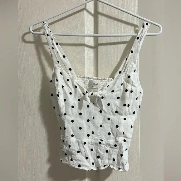 Aritzia - Wilfred White and Black Polka Dot Bow Blouse - Picture 4 of 7